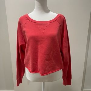 NWT FRAME denim gusset cropped long sleeve-faded summer red